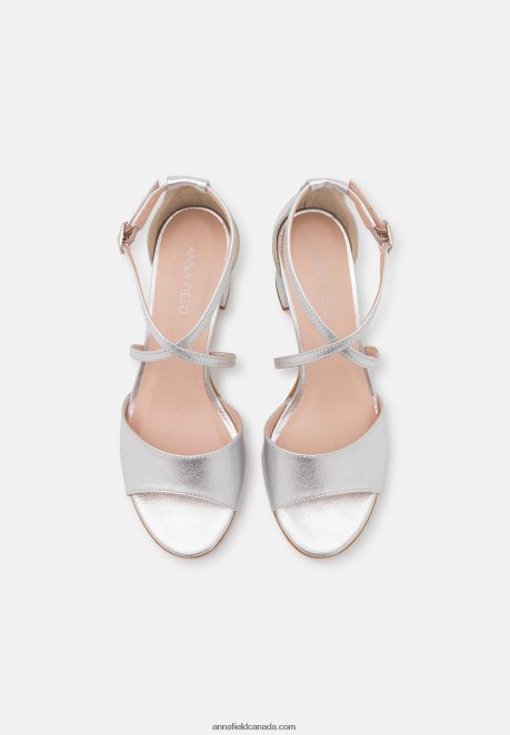 Anna Field Women Leather Sandals Silver H42J4Z1427