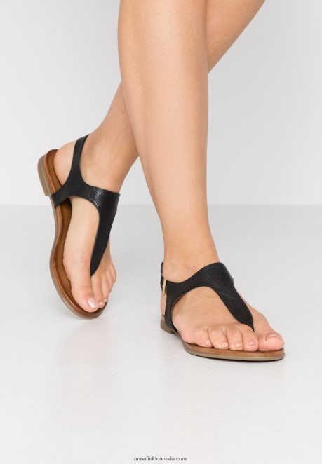 Anna Field Women Leather T-Bar Sandals Black H42J4Z1521