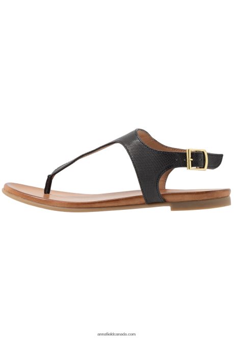 Anna Field Women Leather T-Bar Sandals Black H42J4Z1521