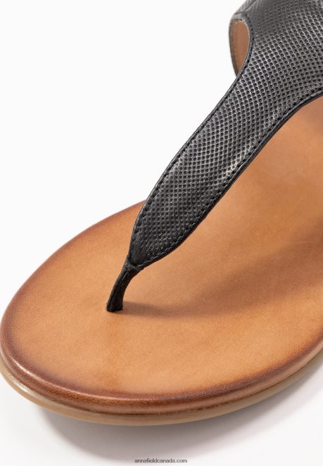Anna Field Women Leather T-Bar Sandals Black H42J4Z1521