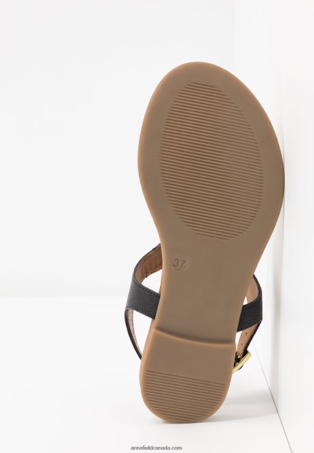 Anna Field Women Leather T-Bar Sandals Black H42J4Z1521