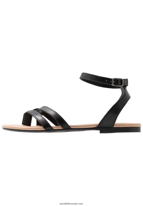 Anna Field Women Leather T-Bar Sandals Black H42J4Z1523