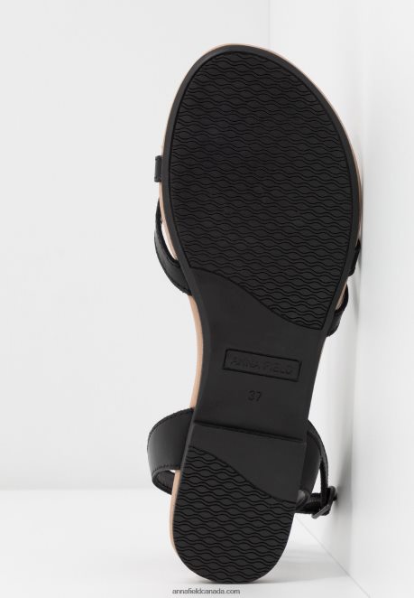 Anna Field Women Leather T-Bar Sandals Black H42J4Z1523