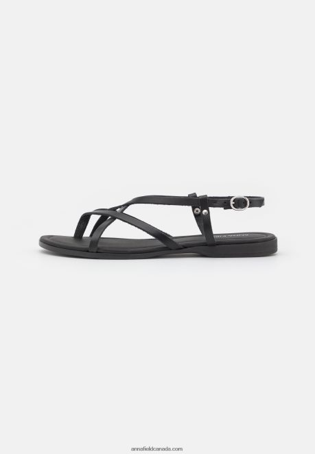 Anna Field Women Leather T-Bar Sandals Black H42J4Z1532