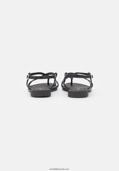 Anna Field Women Leather T-Bar Sandals Black H42J4Z1532