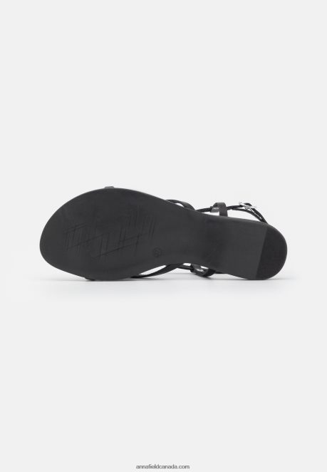Anna Field Women Leather T-Bar Sandals Black H42J4Z1532