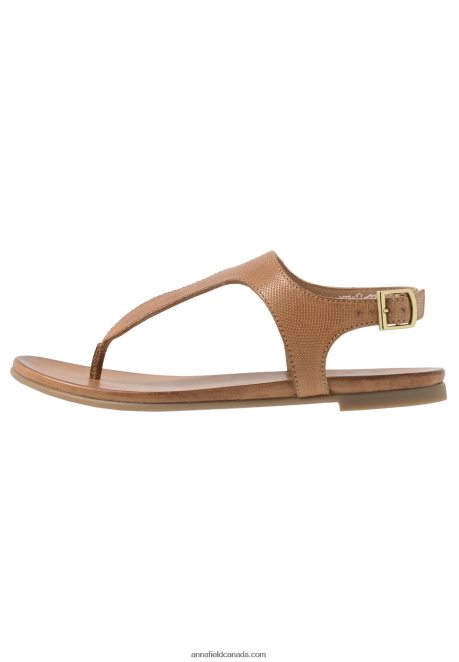 Anna Field Women Leather T-Bar Sandals Cognac H42J4Z1495