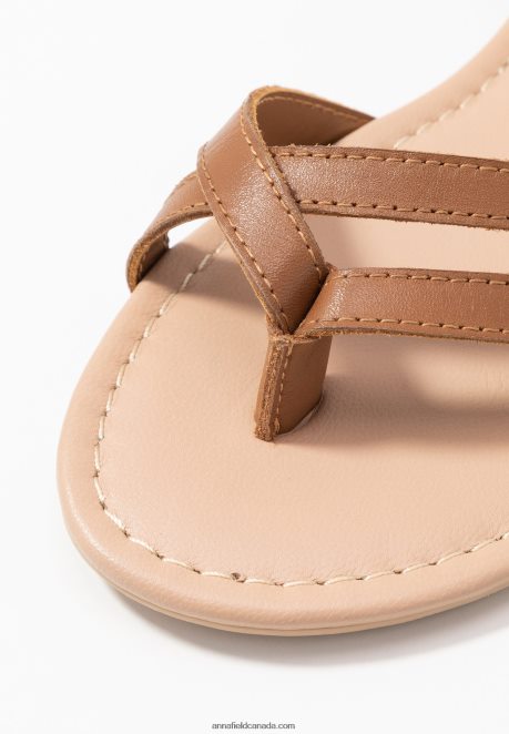 Anna Field Women Leather T-Bar Sandals Cognac H42J4Z1513