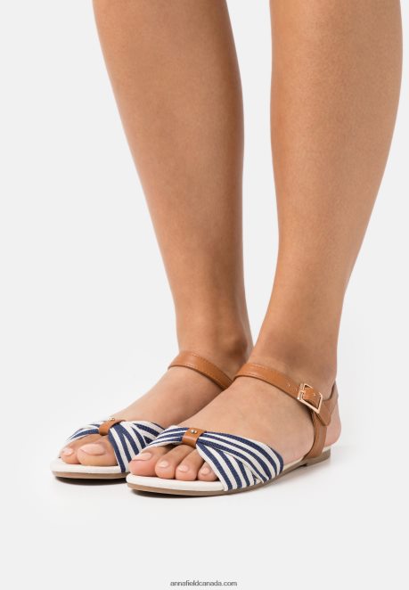 Anna Field Women Sandals Cognac/Dark Blue H42J4Z1290