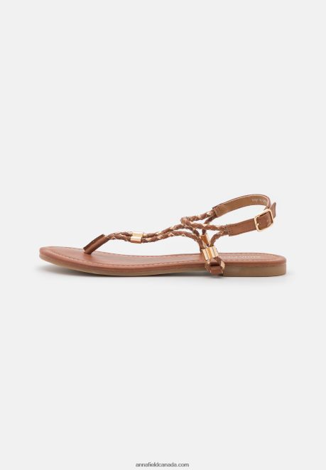 Anna Field Women T-Bar Sandals Cognac/Gold H42J4Z1512