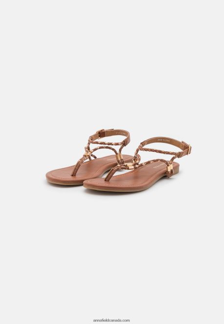 Anna Field Women T-Bar Sandals Cognac/Gold H42J4Z1512