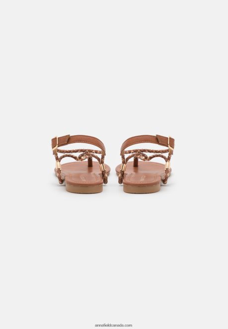 Anna Field Women T-Bar Sandals Cognac/Gold H42J4Z1512