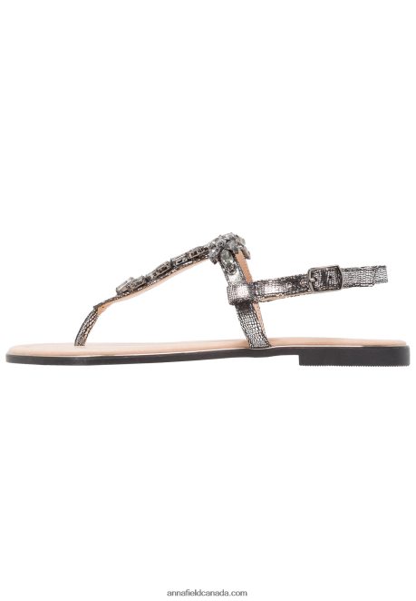 Anna Field Women T-Bar Sandals Dark Gray H42J4Z1542