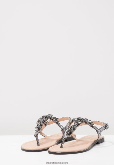 Anna Field Women T-Bar Sandals Dark Gray H42J4Z1542