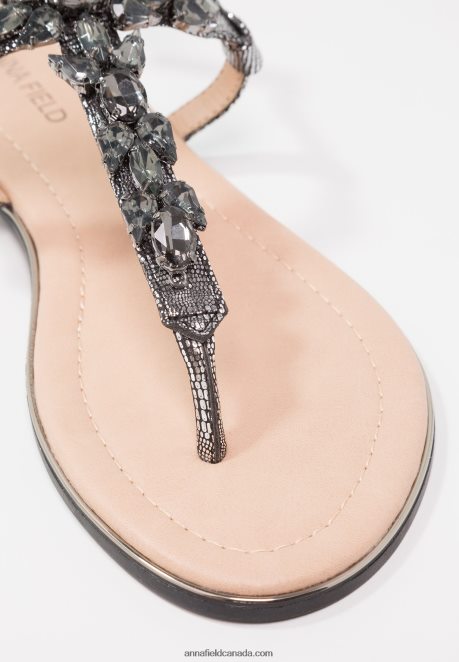 Anna Field Women T-Bar Sandals Dark Gray H42J4Z1542