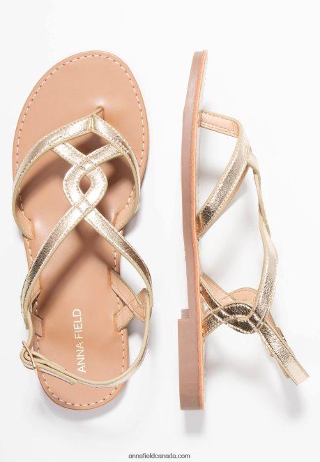 Anna Field Women T-Bar Sandals Gold H42J4Z1499