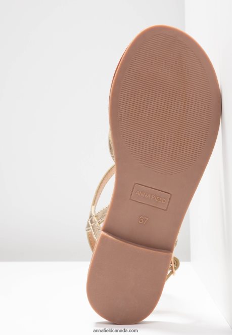 Anna Field Women T-Bar Sandals Gold H42J4Z1499