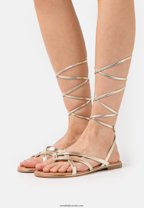 Anna Field Women T-Bar Sandals Gold H42J4Z1509