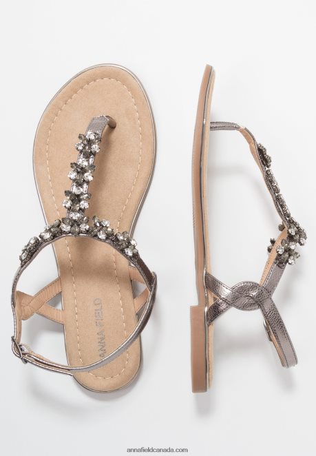 Anna Field Women T-Bar Sandals Gunmetall H42J4Z1515