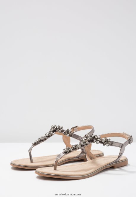 Anna Field Women T-Bar Sandals Gunmetall H42J4Z1515
