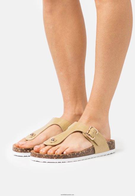 Anna Field Women T-Bar Sandals Khaki H42J4Z1543