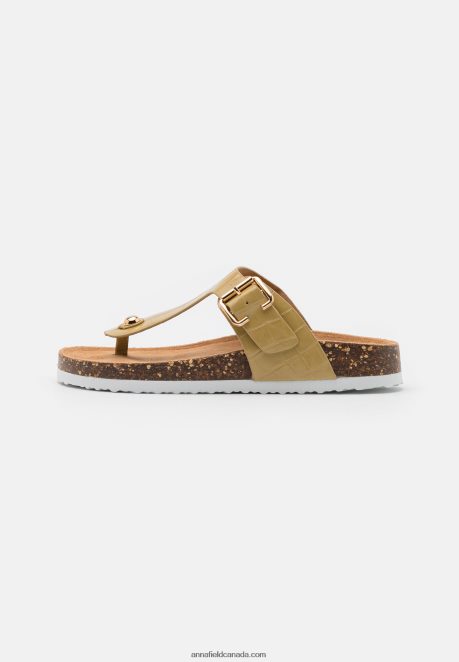 Anna Field Women T-Bar Sandals Khaki H42J4Z1543