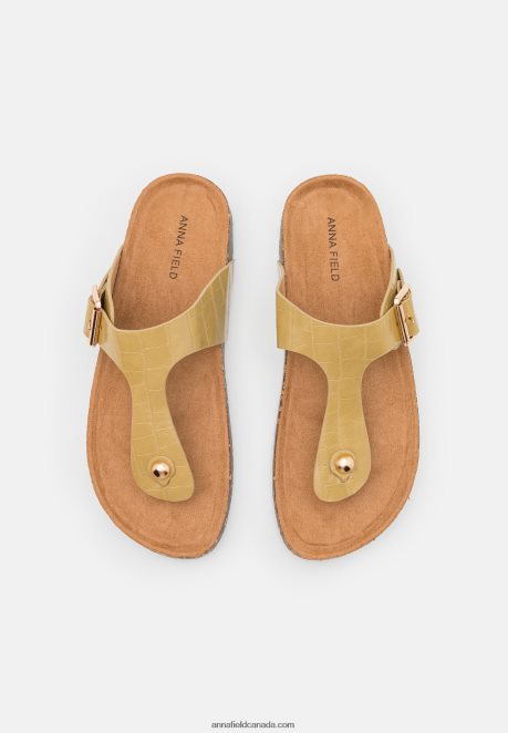 Anna Field Women T-Bar Sandals Khaki H42J4Z1543
