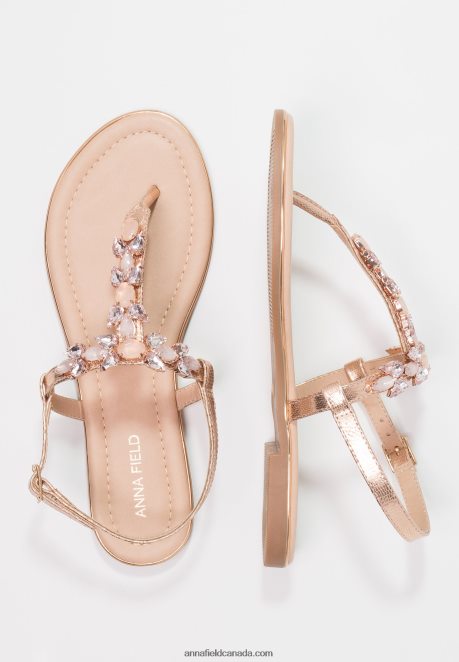 Anna Field Women T-Bar Sandals Rose Gold H42J4Z1497
