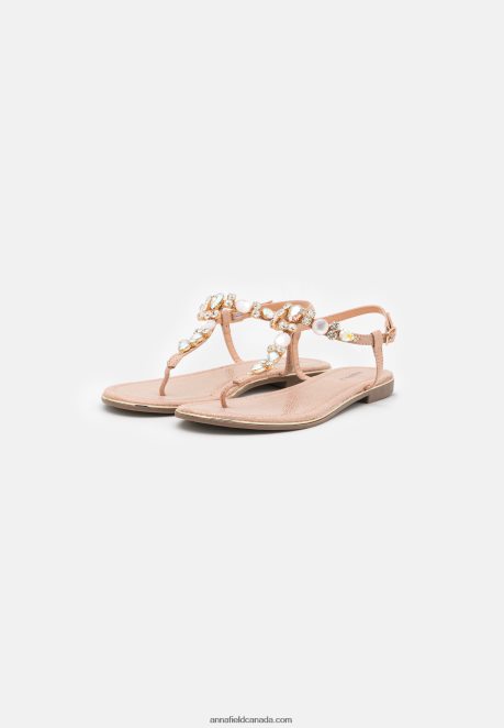 Anna Field Women T-Bar Sandals Rose Gold H42J4Z1534