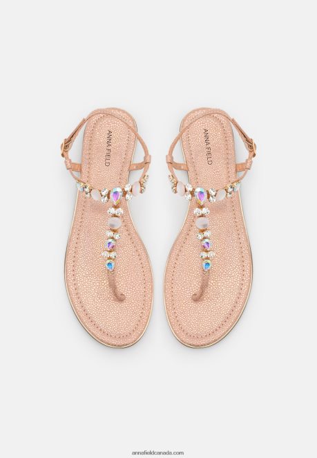 Anna Field Women T-Bar Sandals Rose Gold H42J4Z1534