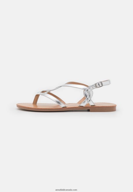 Anna Field Women T-Bar Sandals Silver H42J4Z1507