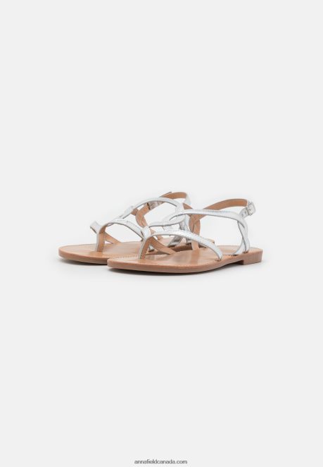 Anna Field Women T-Bar Sandals Silver H42J4Z1507