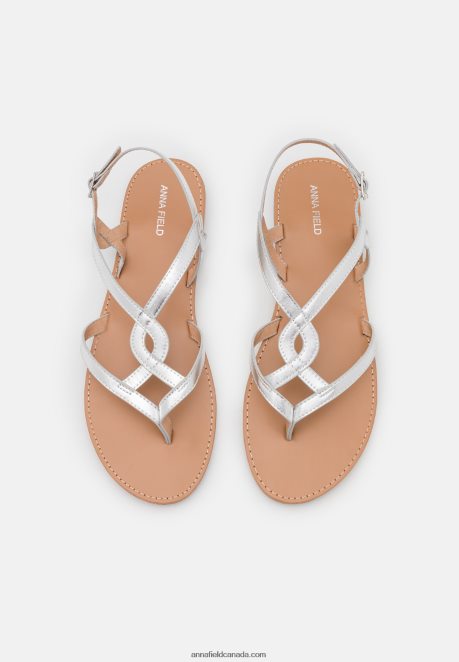 Anna Field Women T-Bar Sandals Silver H42J4Z1507