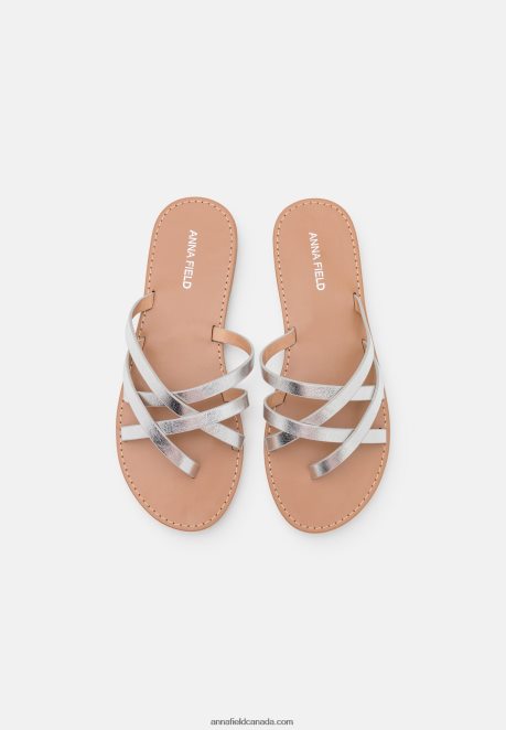 Anna Field Women T-Bar Sandals Silver H42J4Z1546