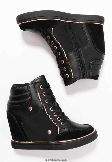 Anna Field Women Bootie High-Top Trainers Black H42J4Z1232