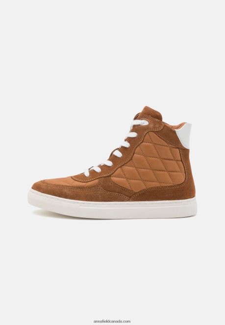 Anna Field Women Leather High-Top Trainers Cognac H42J4Z1238