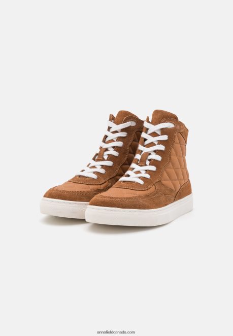 Anna Field Women Leather High-Top Trainers Cognac H42J4Z1238