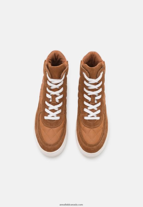 Anna Field Women Leather High-Top Trainers Cognac H42J4Z1238