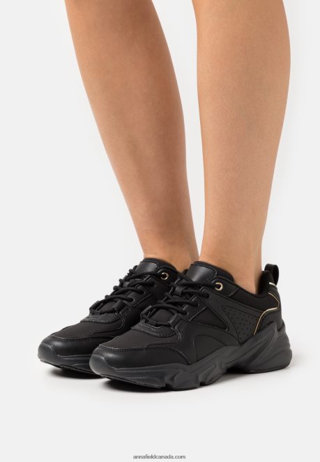 Anna Field Women Leather Trainers Black H42J4Z1203