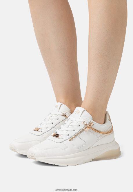 Anna Field Women Leather Trainers White/Gold H42J4Z1201