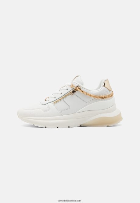 Anna Field Women Leather Trainers White/Gold H42J4Z1201