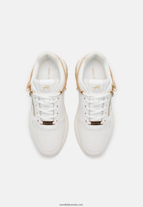 Anna Field Women Leather Trainers White/Gold H42J4Z1201