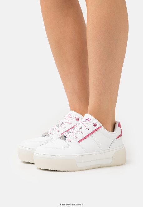 Anna Field Women Leather Trainers White/Pink H42J4Z1211