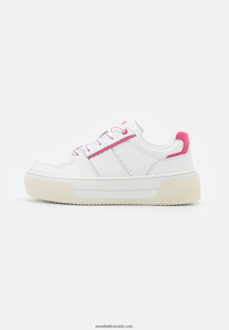 Anna Field Women Leather Trainers White/Pink H42J4Z1211