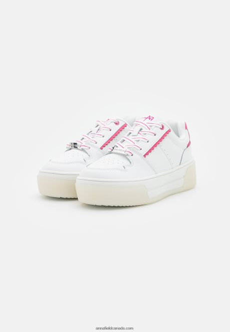 Anna Field Women Leather Trainers White/Pink H42J4Z1211