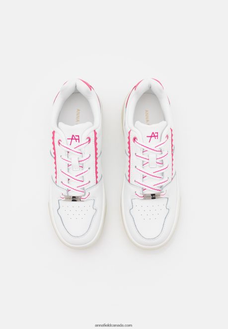 Anna Field Women Leather Trainers White/Pink H42J4Z1211